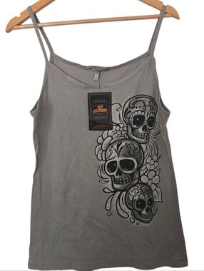 Y2K Skull Graphic Tank Top NWT Biker Grunge Alt Hot Leathers Size L